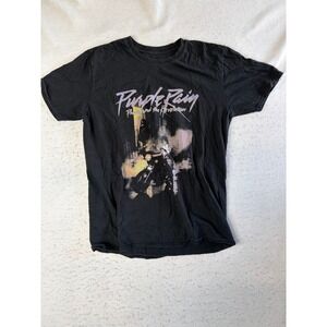 Prince Purple Rain Graphic Tee Mens Large Black Short Sleeve Band Shirt